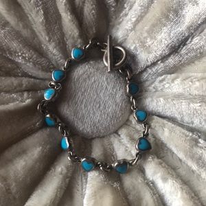 Sterling silver heart vintage charm bracelet